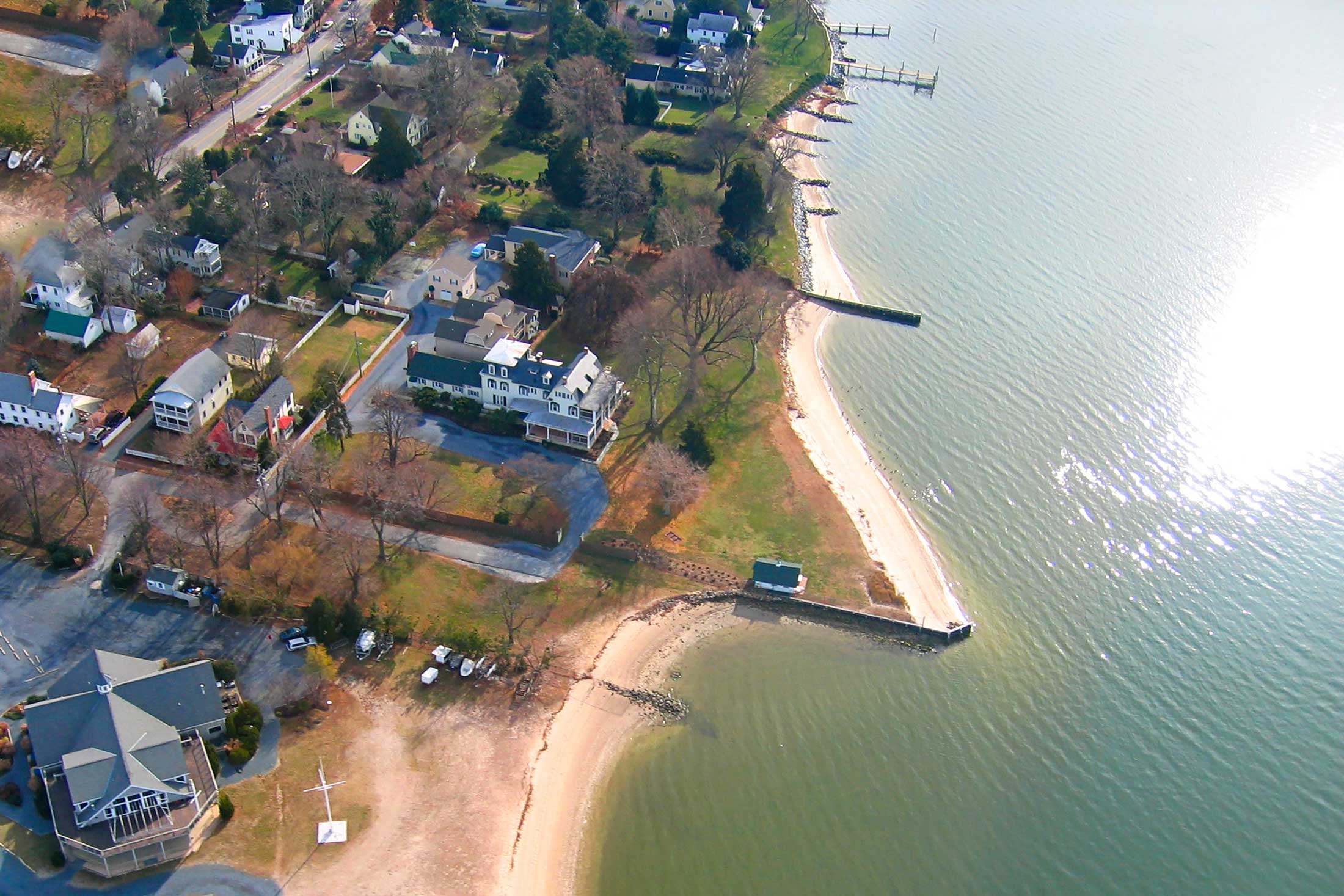 Aerial View of boutique hotel near the Chesapeake Bay