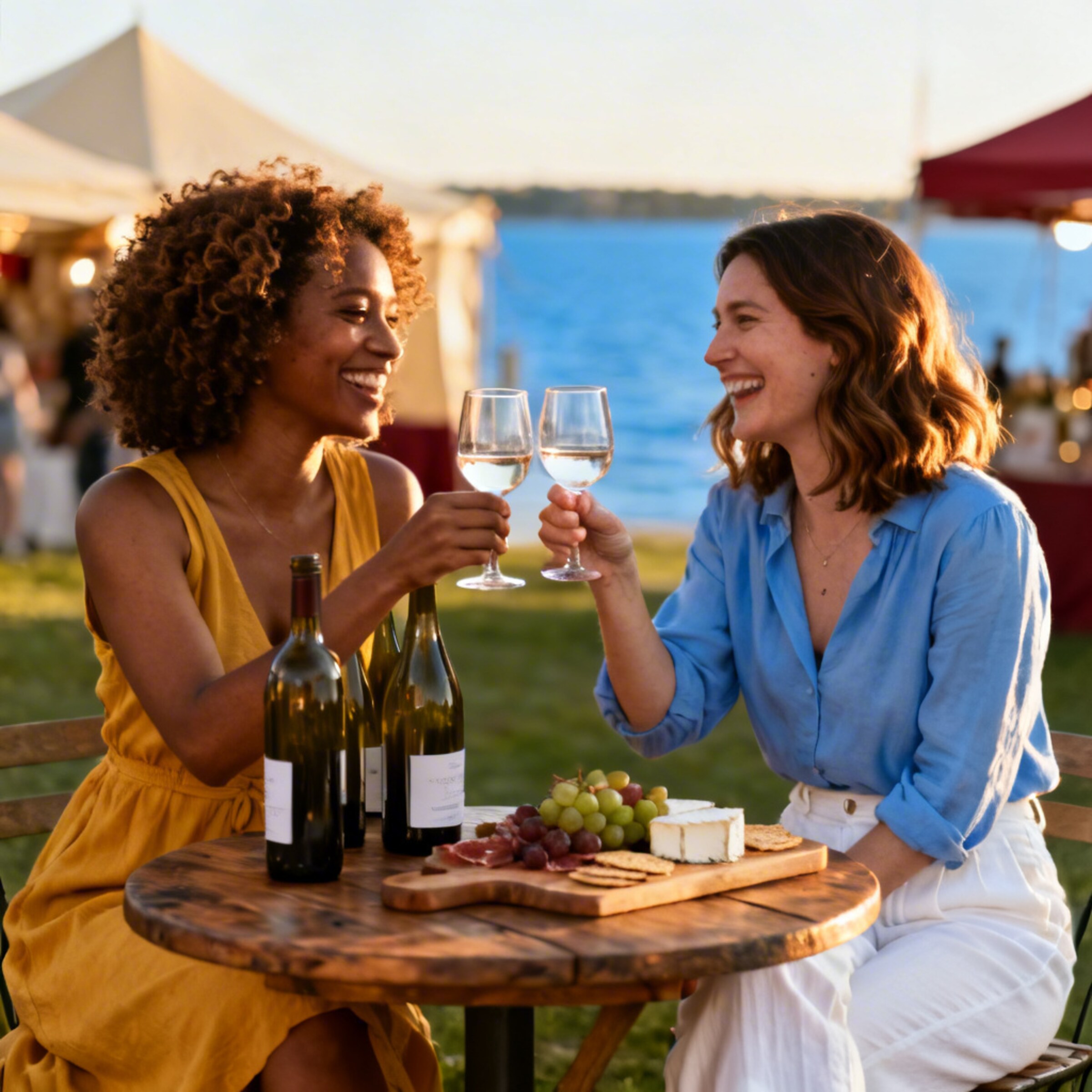 Women enjoy white wine in Maryland.