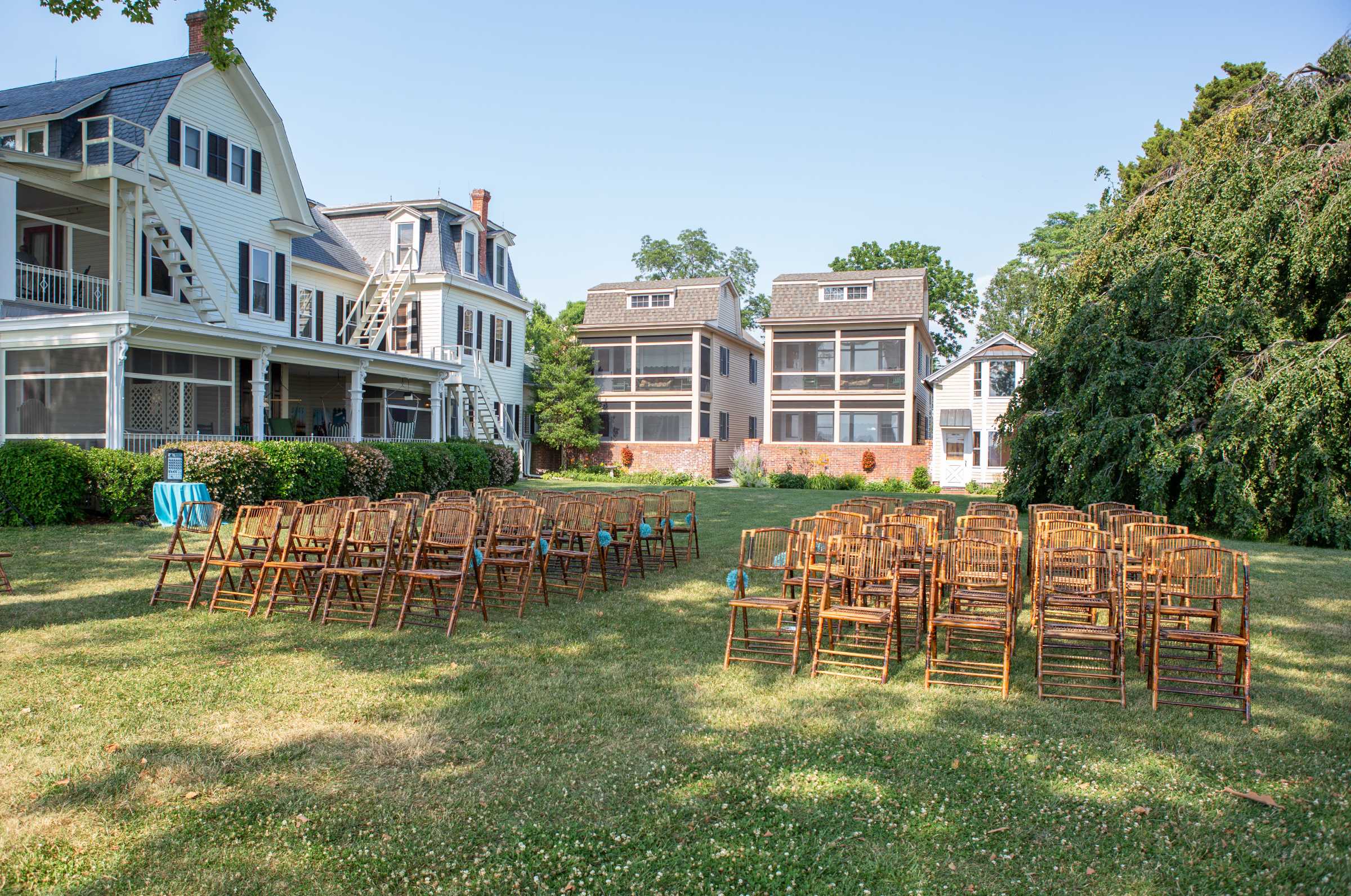 Boutique Hotel with wedding ceremony and reception waterfront grounds